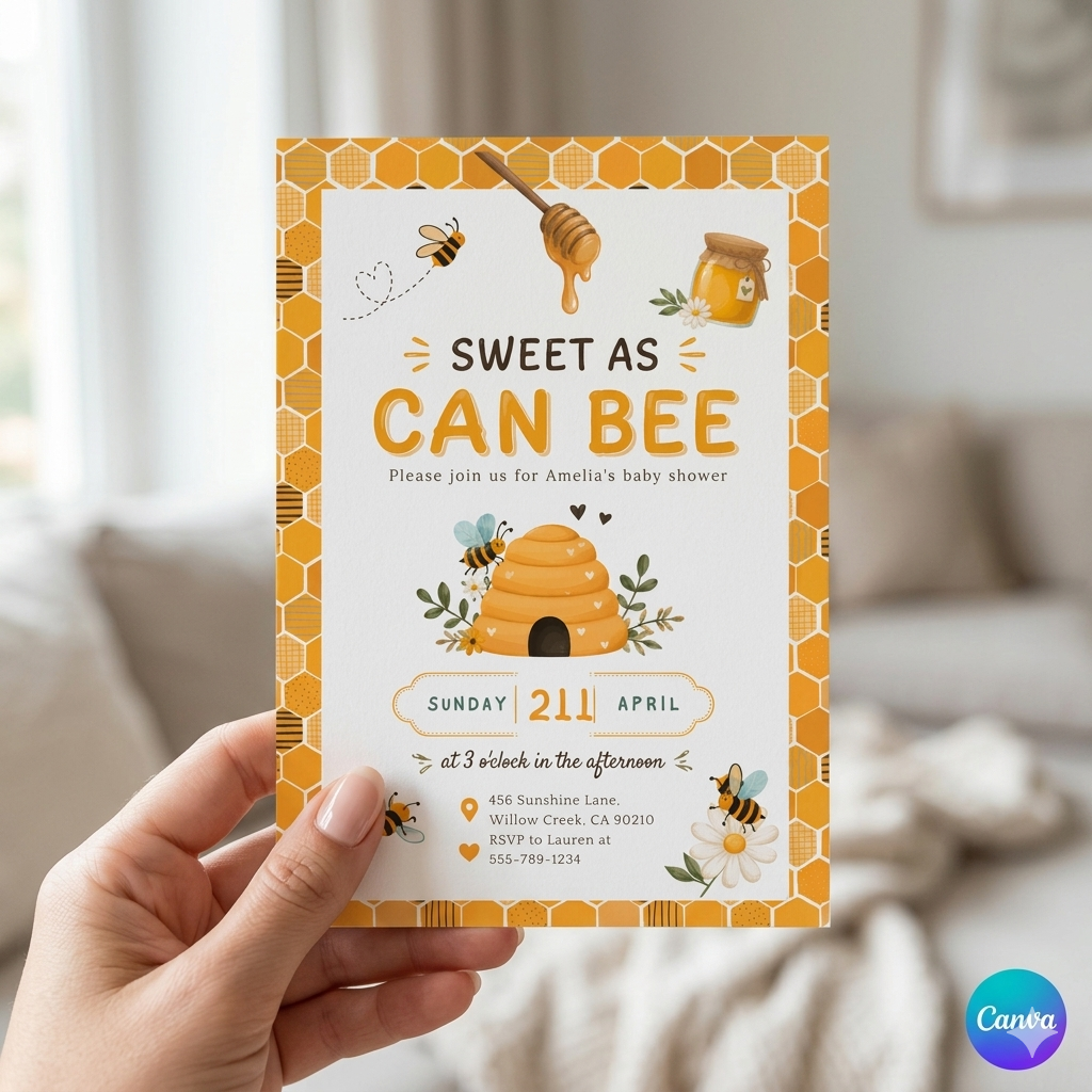 Sweet to Bee SIX 6th Birthday Invitation, Bee Invitation 1st Birthday Buzz On Over, So Sweet, Bee One, Little Honey, Party Invitation