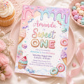 Sweet One Birthday Invitation , pink Sprinkle Sundae Birthday Invite