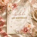 Floral First Birthday Invitation | Editable Garden Floral Invite|Printable Wildflower 1st Birthday | Girls Birthday Invitation Template , A4