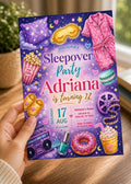 Sleepover Birthday Invitation, Slumber Party Invite Girls, Pajama Party Digital Card, Tween Sleepover Editable, Printable Sleepover Evite