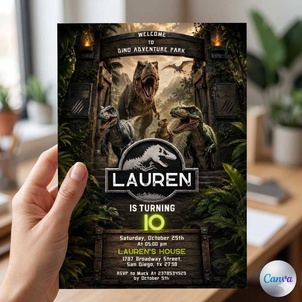 Editable Dinosaur Invitation, DInosaur Birthday Party Invitation, Dinosaur World Invite, T-Rex Party Invite, Jurassic 1st 3rd 5th Birthday