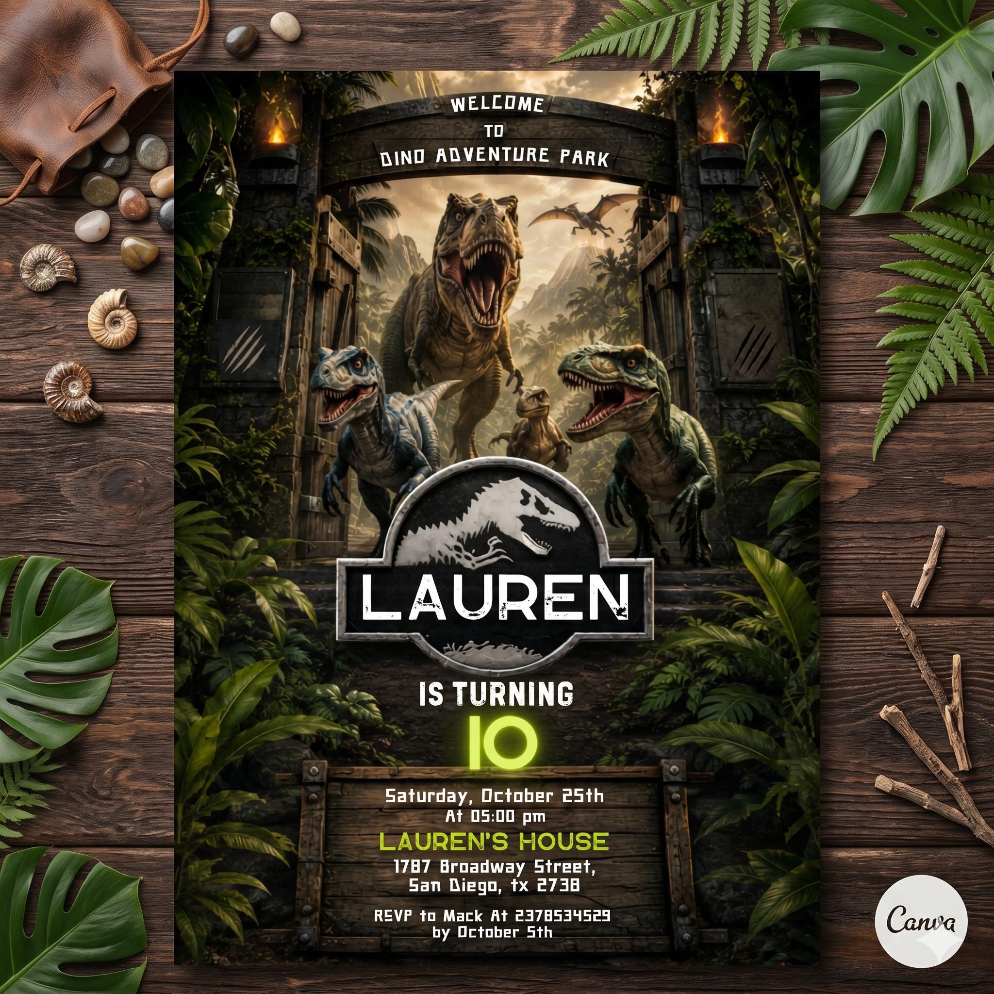 Editable Dinosaur Invitation, DInosaur Birthday Party Invitation, Dinosaur World Invite, T-Rex Party Invite, Jurassic 1st 3rd 5th Birthday