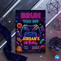 Editable Bruh Birthday Invitation, BRUH YOU IN? Neon Gamer Birthday Invitation, Bruh Neon Invitation, Teenager Invite, Canva Template
