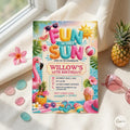 Fun in the Sun Birthday Invitation, Beach Theme Kids Party Invite, Editable Canva Template, Digital Summer Birthday Download