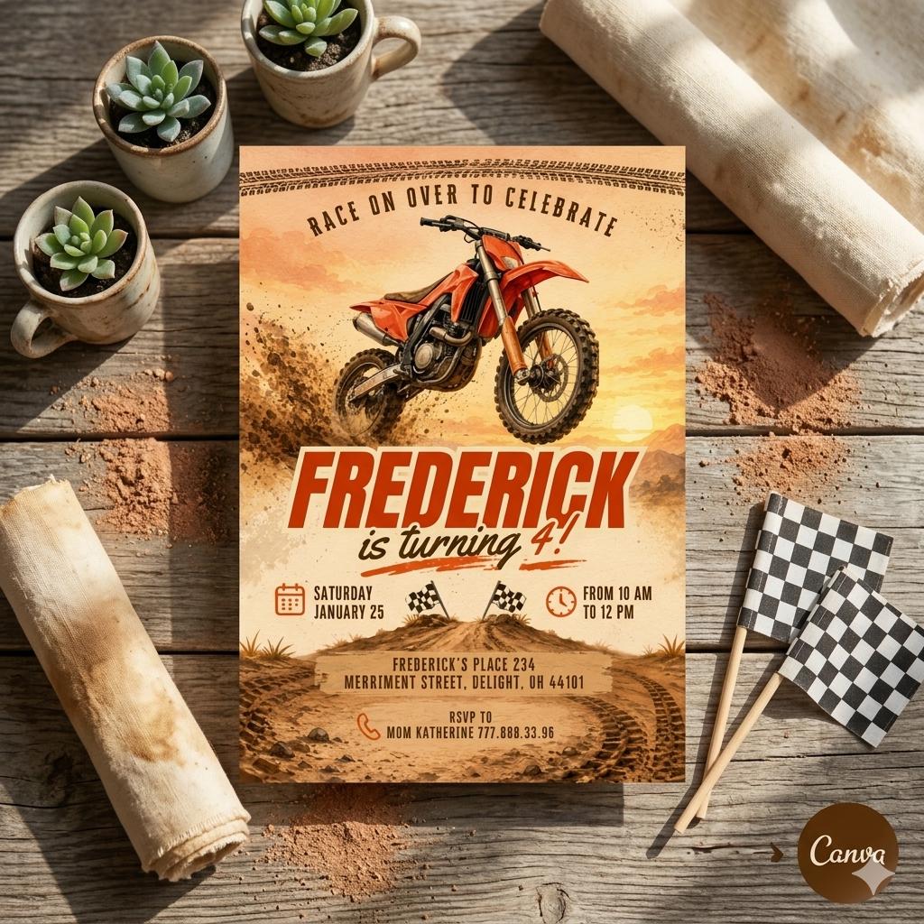 Motocross Birthday invitation, Bike Birthday invitation, Extreme printable editable party invite template, Motorcycle invitation