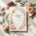 Vibrant Wildflower Birthday Garden Party Invitation Template, Watercolor Floral Meadow Party, Bright Colorful Invite, Canva Editable, 5x7