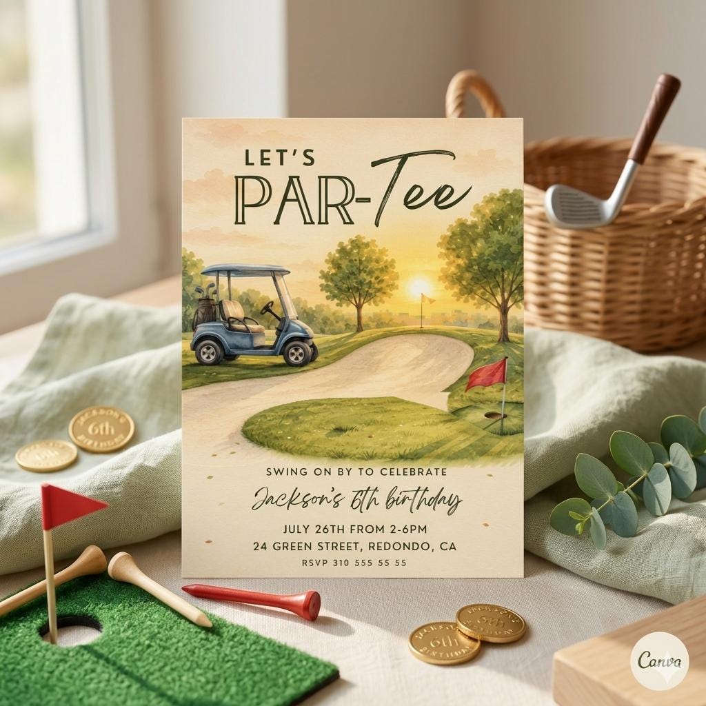 Golf Birthday Party: Par-Tee Invitation, Editable Template (Digital Download)
