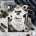 Editable Soccer Birthday Invitation Template, Football Invite, Kids Soccer Invite, Instant Download, Canva. Let's Kick it Soccer Invite