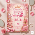 Fashion & Makeup Miss Threenager Birthday Party Invitation Card Template, Digital Girls Spa 3rd Birthday Invite (Canva template)