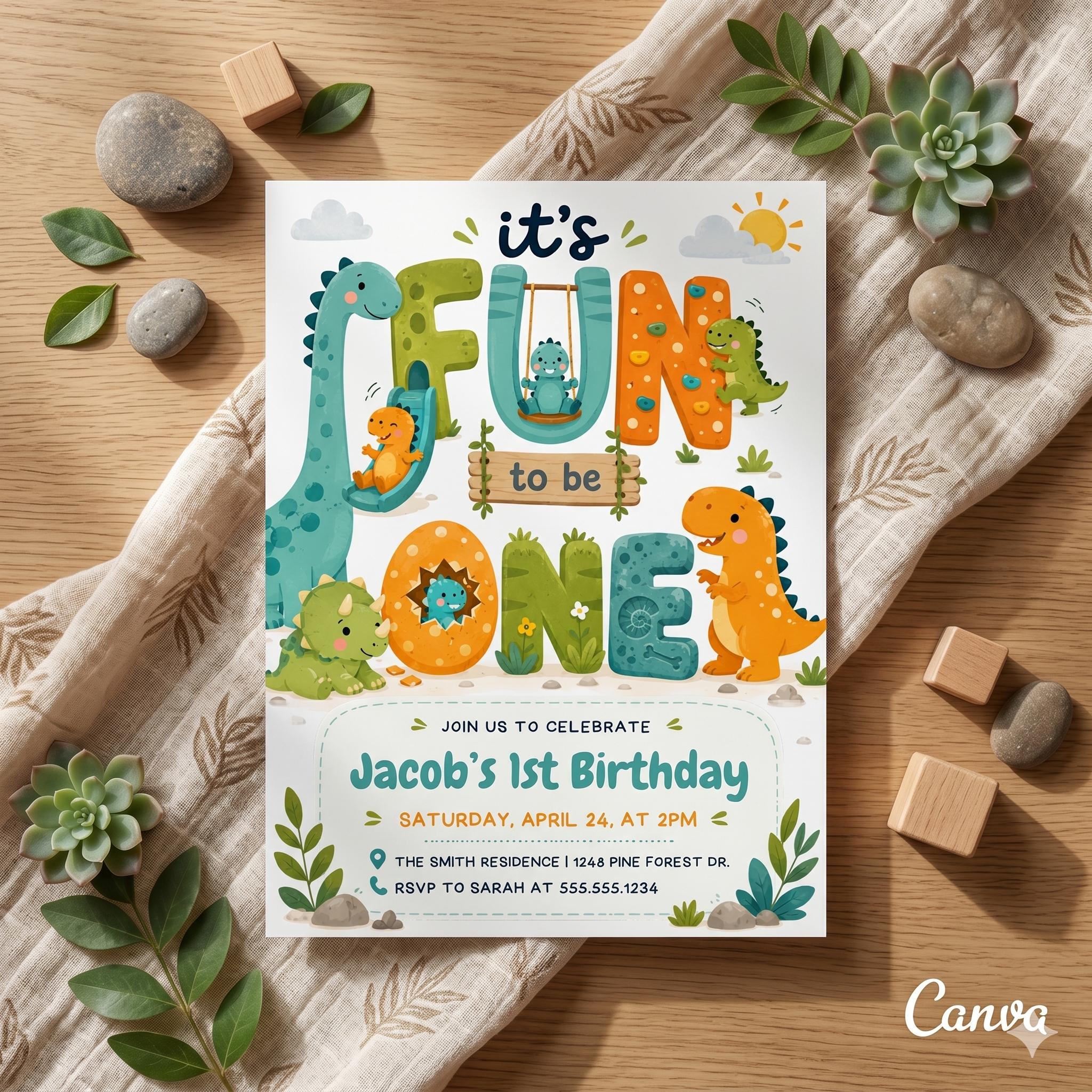 Disco Birthday Invitation, Fun to Be One First Birthday Invite (Digital Download)