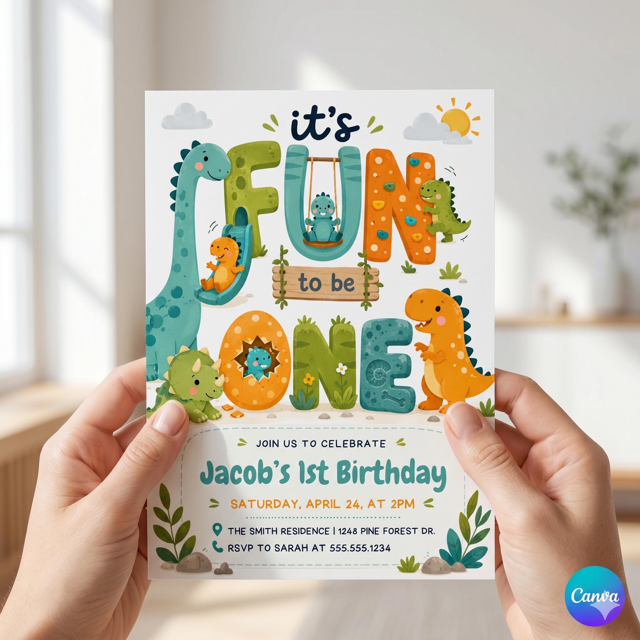 Disco Birthday Invitation, Fun to Be One First Birthday Invite (Digital Download)