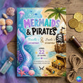 Mermaid and Pirate Birthday Invitation | Sibling Party Invite | Editable Joint Birthday Template