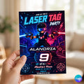 Laser Tag Birthday Invitation, Laser Tag Invite, Neon Laser Tag Invite, Neon Glow Laser Tag, Editable Canva Template