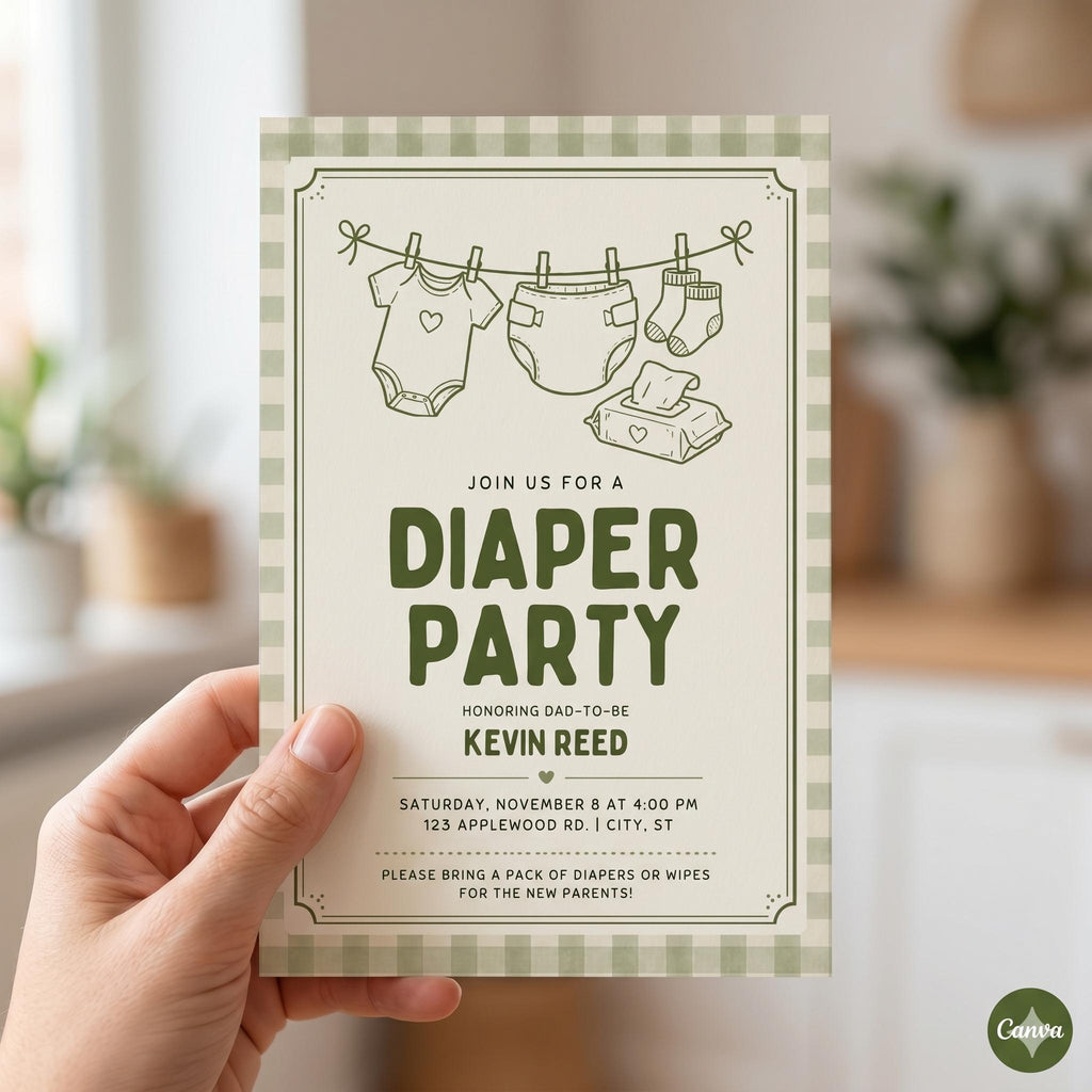 Diaper Party Invitation Template: Customizable Digital Invite (Canva)