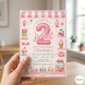 Sweet Second Birthday Party, Two Sweet Birthday Invitation In Pink, Personalized Girl (Digital Download)