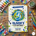 Splash Paint Boy Birthday Invitation, Fun Paint Birthday Invite, 5Th Boy Birthday Invitation (Digital Download)