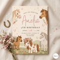 Horse Birthday Invitation Template: Saddle Up Party Template, Pastel Western Birthday Equestrian Invite, Cowgirl Invite, Canva Template ,A21