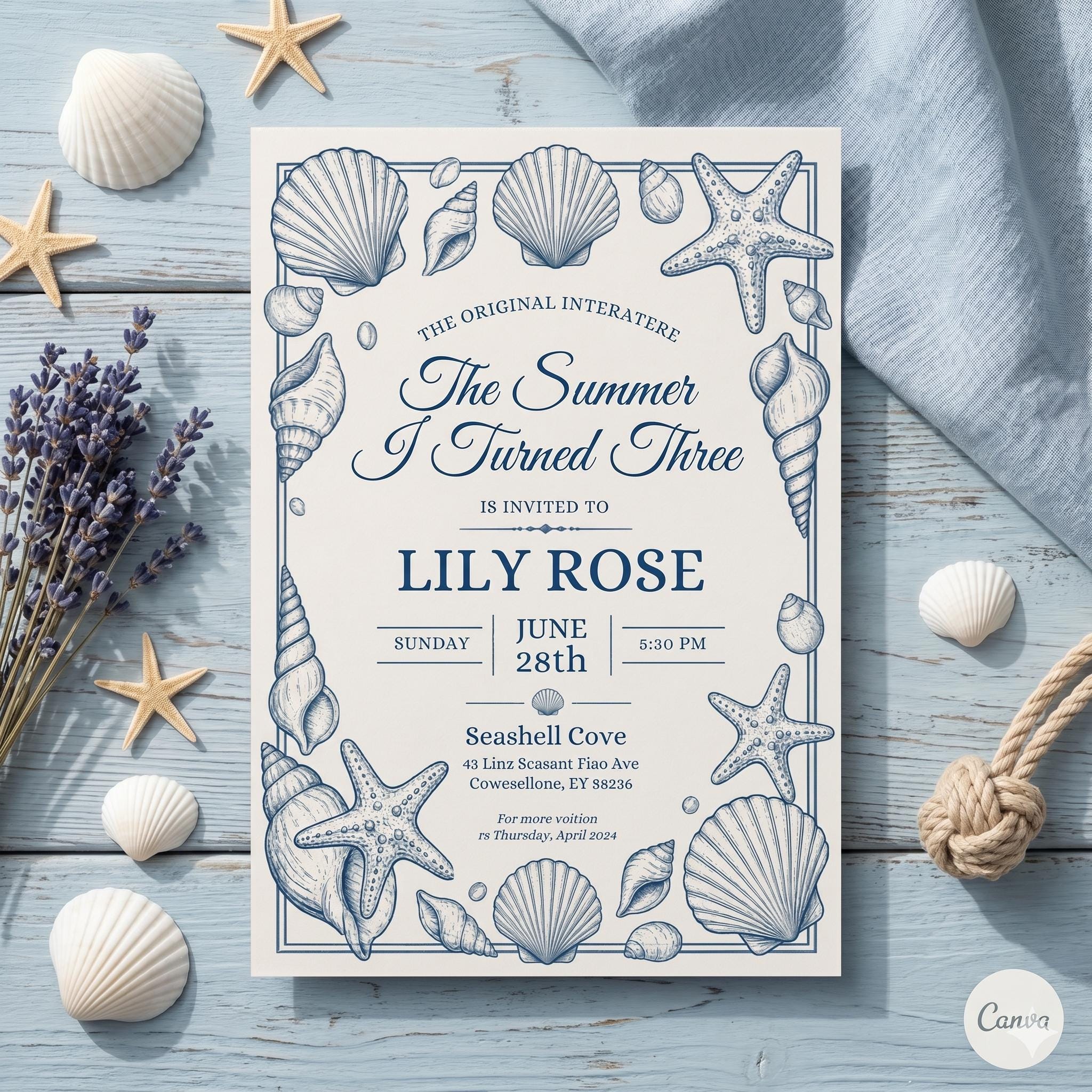 The Summer I Turned Thirteen, Any Age TSITP Theme Birthday, Blue Hydrangea Invite, Blue Flowers TSITP, Teen Girl Birthday Invite, Custom age