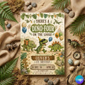 Dino Four Birthday Invitation, Dinosaur 4th Birthday Invite Boy, TRex Birthday Party Invitation, Dino Party Invite Printable, Canva template