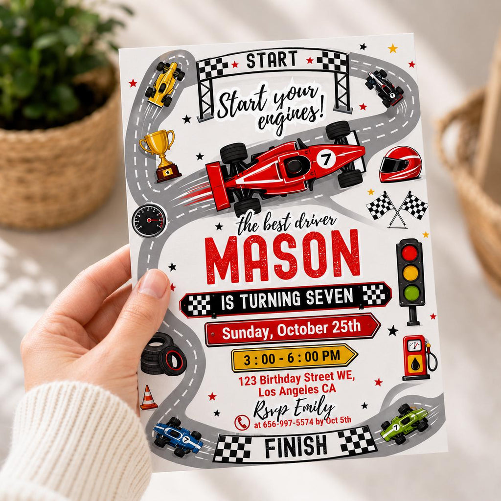 Race Car Birthday Invitation: Racecar Party, Racing Party, Sport Race Car Invite, Boys Invitation, Car Birthday, (Digital Download)