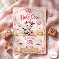 Holy Cow Party Birthday Invitation, Banyard Party Invitation, Holy Cow Invitation, Editable Canva Template , Cowgirl Party Invitation