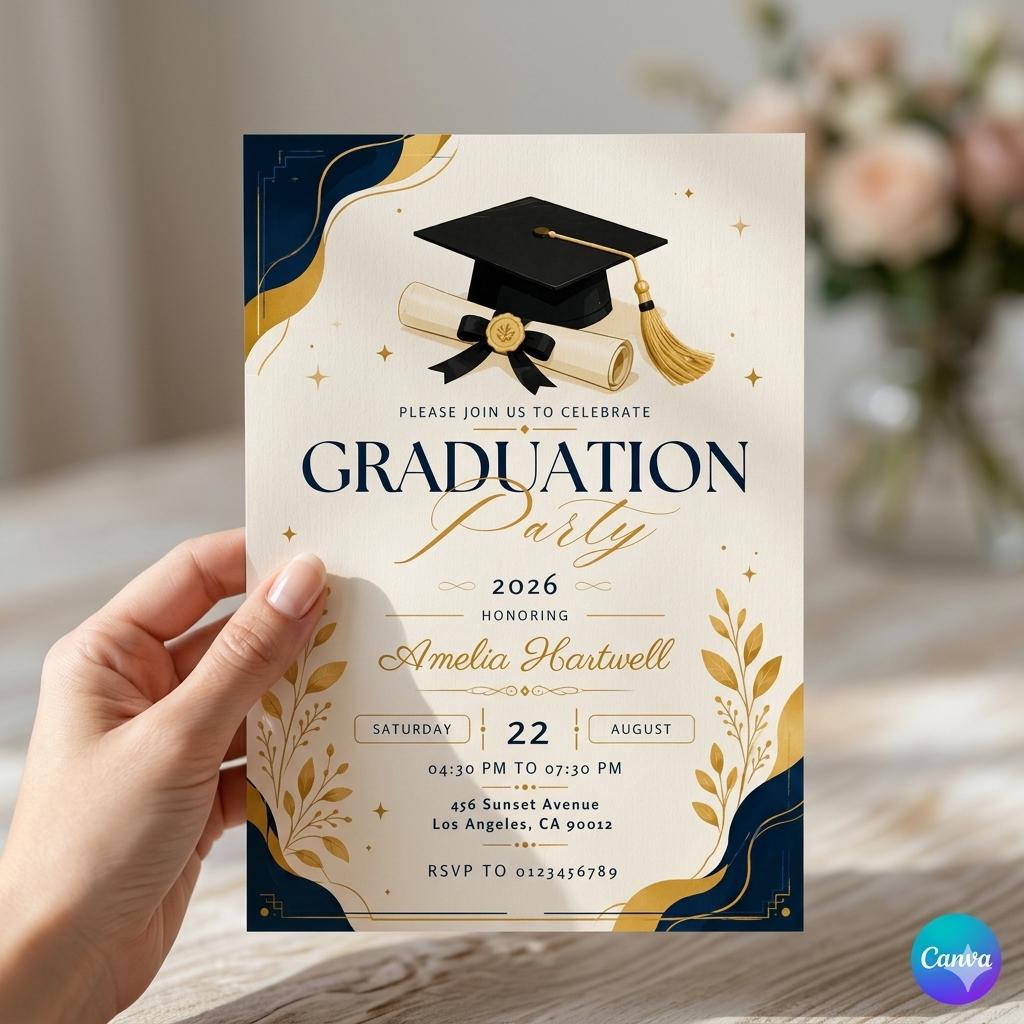 Editable Graduation Party Invitation Template, Graduation Announcement Template, Minimalist Graduation Invite, Grad Party (Digital Download)