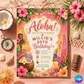 Tropical Aloha Birthday Invitation: Aloha party invitation, girl invite , Pineapple invitation, Tropical Hawaii party (Digital Download)