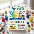 Editable Canva Birthday Invitation: Hi Five Art Party Template (Digital Download)