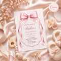 Pink Bow Birthday Invitation, Girl Ribbon , Pink Bow Girls Birthday Invitation , Birthday Invite, Party Invite, Girls Birthday Invitation
