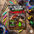 Monster Truck Birthday Invitation, Editable Boom Crash Monster, Bash Printable Invite, Trucks Birthday Template Boys Jam, any age, Canva