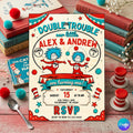 Dr Seuss Twins Birthday Invitation, Editable Fairytale Party Invite (Digital)