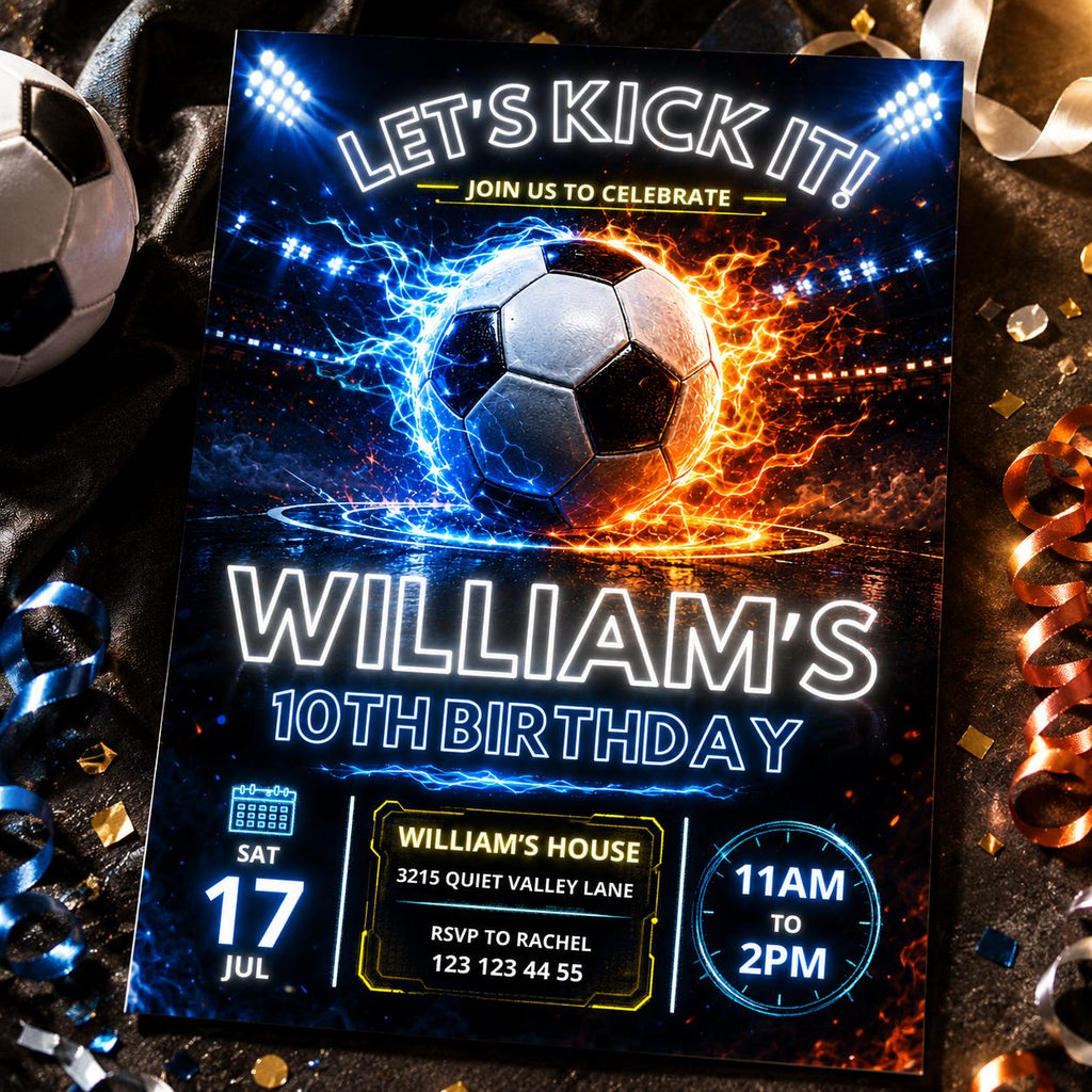 Soccer invitation, Champions League birthday invitation template, FIFA Printable editable invite, sports invite, football party