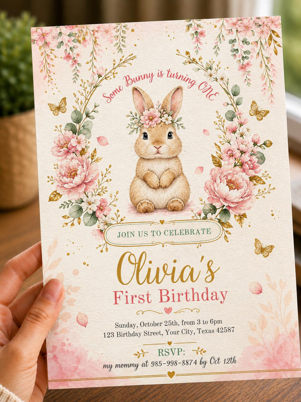 Editable Bunny Birthday invitation , Some Bunny is turning One Party invite , First 1st Birthday , bunny baby shower , Bunny Baby Shower