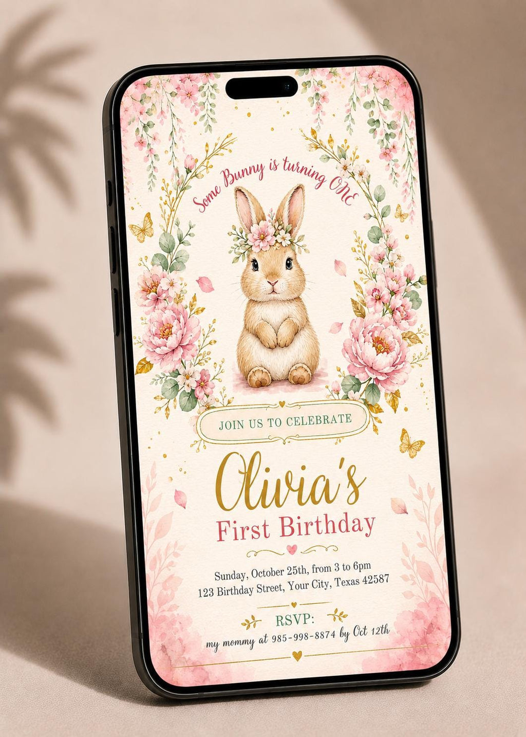 Editable Bunny Birthday invitation , Some Bunny is turning One Party invite , First 1st Birthday , bunny baby shower , Bunny Baby Shower