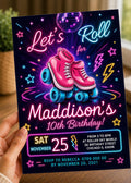Roller Skating Birthday Party Invitation - Roller Skate invite for a girl - Instant download template digital