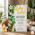 Editable Aloha Baby Shower Invitation Template , Printable Luau Party Invitation, Tropical Summer Theme Card (Digital Download)
