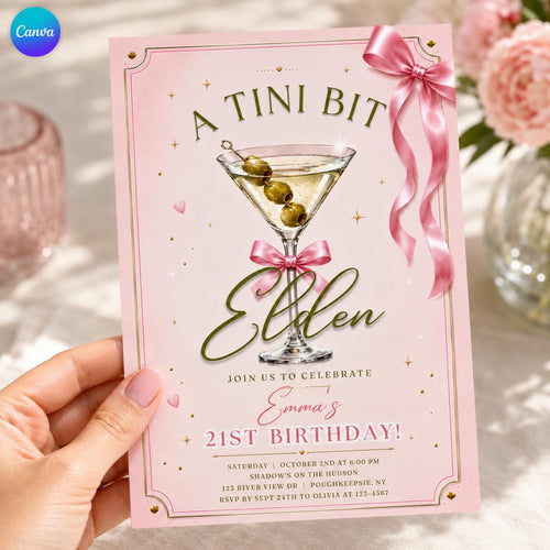A Tini Bit Older Birthday Party Invite, Espresso Martini Birthday Invitation, Coffee Cafe Birthday Theme HAZEL , canva editable