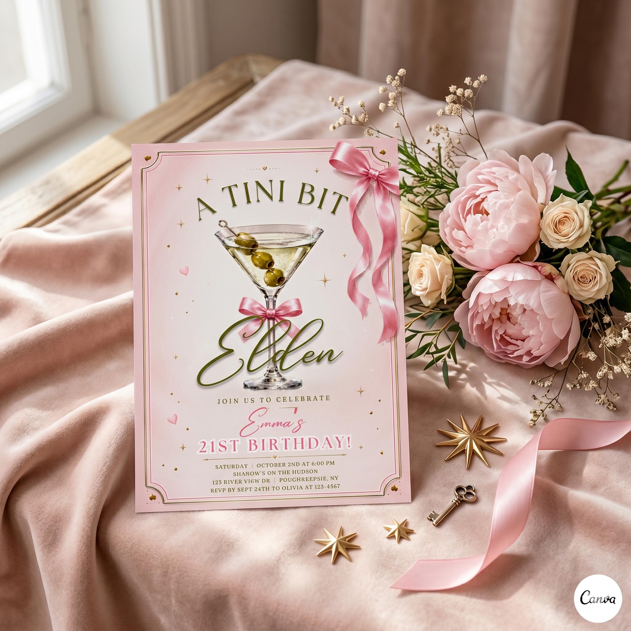 A Tini Bit Older Birthday Party Invite, Espresso Martini Birthday Invitation, Coffee Cafe Birthday Theme HAZEL , canva editable