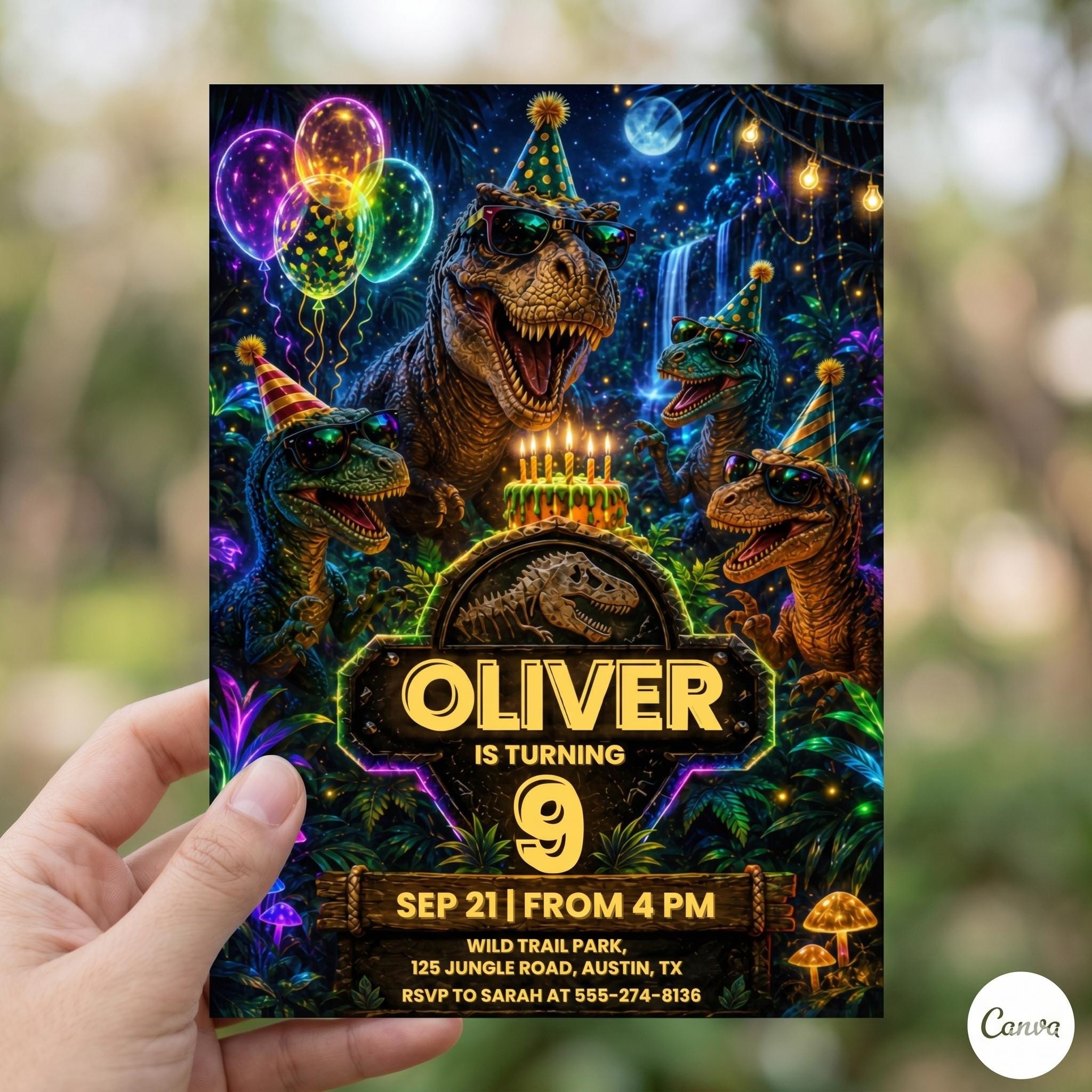 Editable Dinosaur Invitation, DInosaur Birthday Party Invitation, Dinosaur World Invite, T-Rex Party Invite, Jurassic Birthday , A8