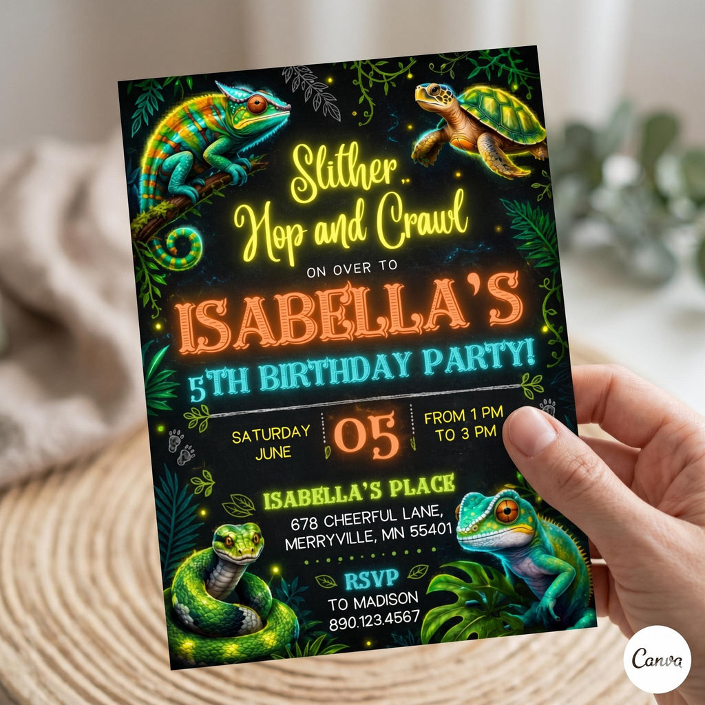 reptile invitation, Printable Birthday Invite, editable Reptile invitation, lizard invite, printed invitations, snake invite template