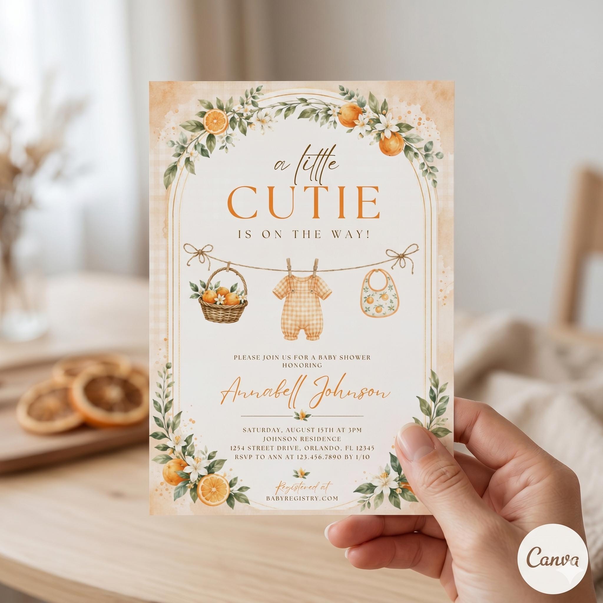 A Little Cutie Baby Shower Invitation, Gender Neutral Baby Shower Invite, Printed or Instant Editable Template