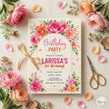Pink adult birthday invitation , orange / hot pink , floral invite , girl , vibrant blush fuchsia , flower , magenta yellow summer