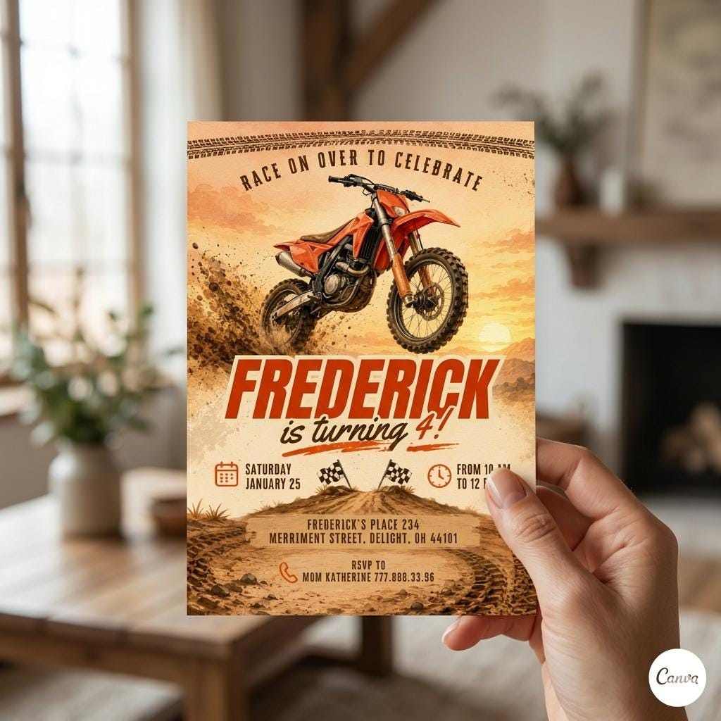Motocross Birthday invitation, Bike Birthday invitation, Extreme printable editable party invite template, Motorcycle invitation