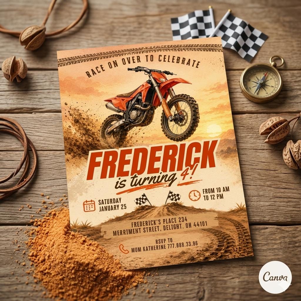 Motocross Birthday invitation, Bike Birthday invitation, Extreme printable editable party invite template, Motorcycle invitation