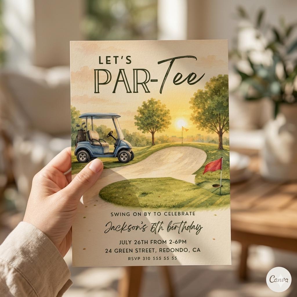 Golf Birthday Party: Par-Tee Invitation, Editable Template (Digital Download)