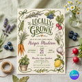 Locally Grown Baby Shower Invitation , Farmers Market, Gender Neutral Theme , Editable Canva Template [Digital Download]