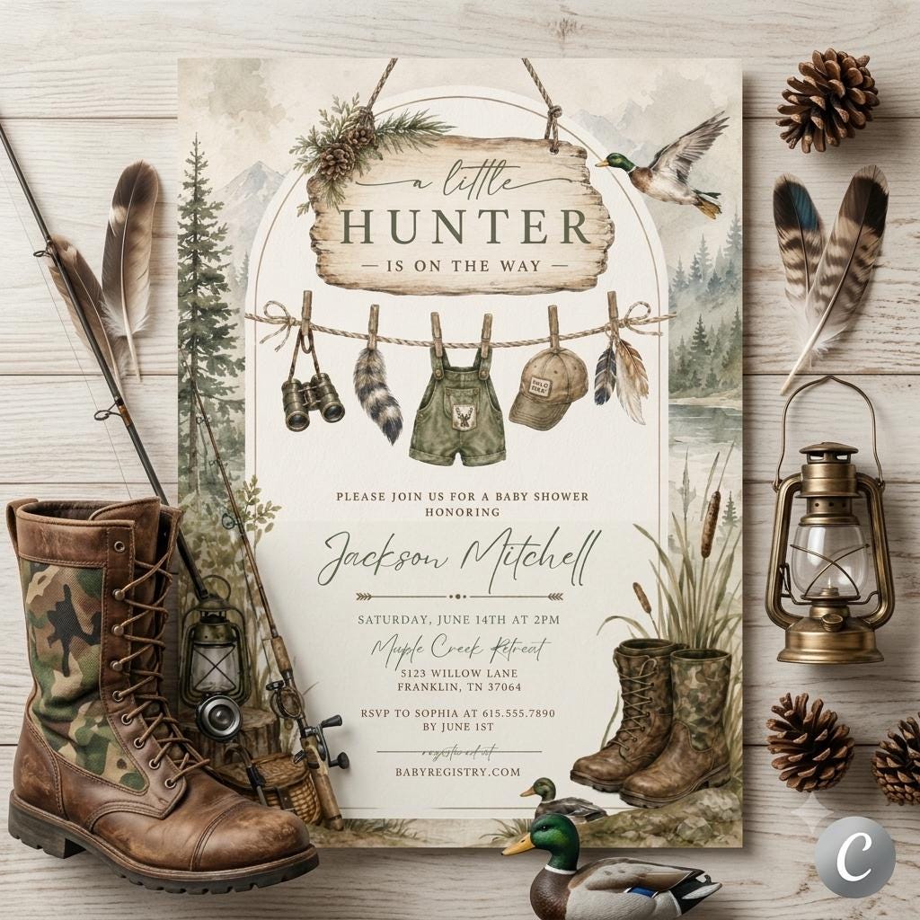 Hunting Buddies Invitation, Deer Birthday Invitation, Deer Birthday Invite, Woodland Invite, Outdoor Invite, Editable Canva Template