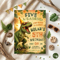 Five A-Saurus Birthday Invitation, Dinosaur Birthday Invitation, T-rex Birthday Invite, Dinosaur 5th Birthday Party Invite, Editable Canva