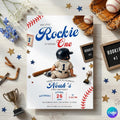 Editable Baseball Rookie One Birthday Invitation : Baseball Jersey Number Striped Baseball Birthday Party Invitation. (Digital Download)