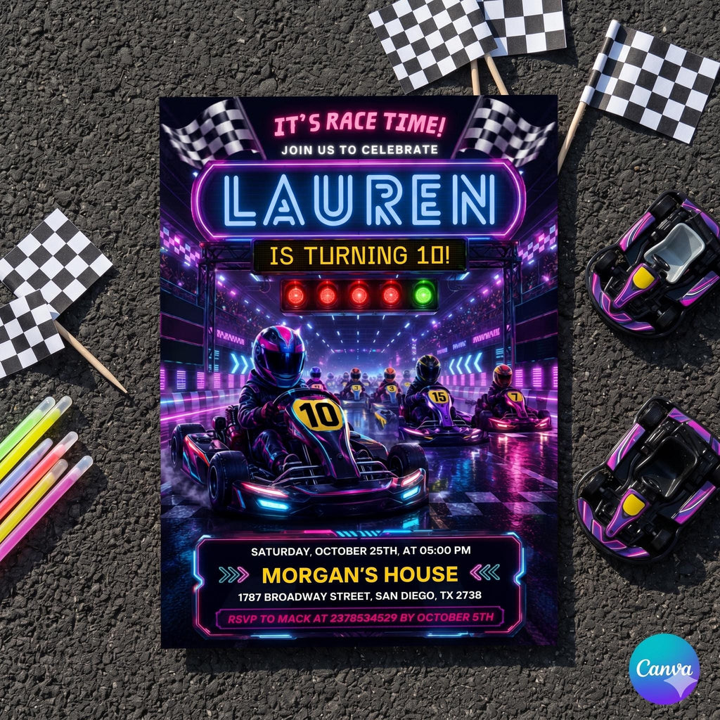Go Kart Birthday invitation, Go Kart Party, Karting Invitation, Go Kart Birthday, Go Karting Racing invite, Instant Download, Racing invite